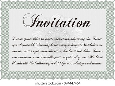 Vintage invitation. With complex linear background. Vector illustration. Excellent complex design. 