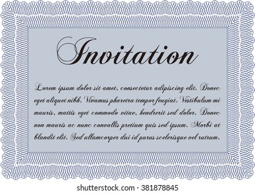 Vintage invitation. With complex linear background. Vector illustration. Excellent complex design. 