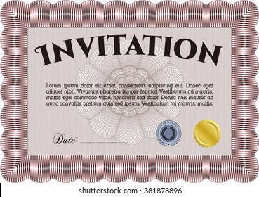 Invitación vintage. Con un fondo lineal complejo. Diseño artístico. Ilustración vectorial. 