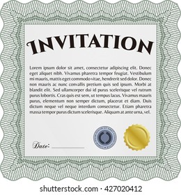 Vintage invitation. With complex linear background. Vector illustration. Artistry design. 