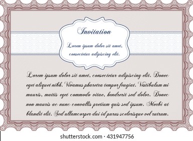 Vintage invitation. With complex linear background. Excellent complex design. Vector illustration. 
