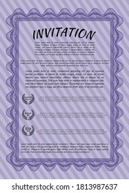 Vintage invitation. Cordial design.  Detailed.  Violet color.