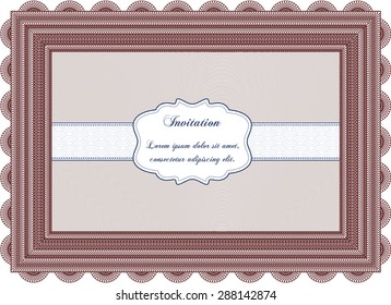 Vintage invitation. Detailed.Lovely design. With linear background. 