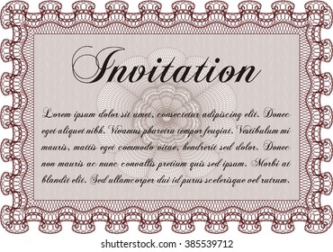 Vintage invitation. Excellent complex design. Vector illustration. With complex linear background. 