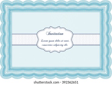 Vintage invitation. Excellent complex design. Vector illustration. With guilloche pattern and background. 