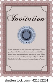 Vintage Einladung. Ausgezeichnetes, komplexes Design. Mit komplexem, linearem Hintergrund. Vektorgrafik. 