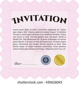 Vintage invitation. Excellent complex design. Vector illustration. With complex linear background. 