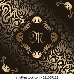 Vintage invitation. Floral background with place for text     