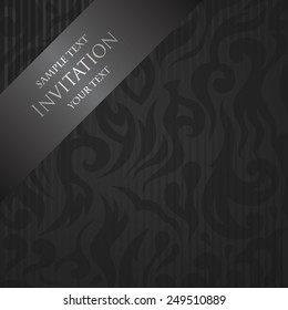 Vintage invitation with floral background. Striped background    