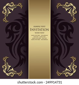 Vintage invitation with floral pattern. Vintage frame    