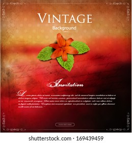 vintage invitation with flower 