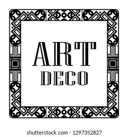 Vintage invitation frame in art deco. Retro style border frame and label. Old retro vintage deco art design