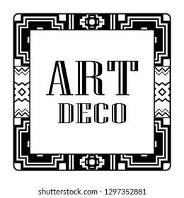 Vintage invitation frame in art deco. Retro style border frame and label. Old retro vintage deco art design