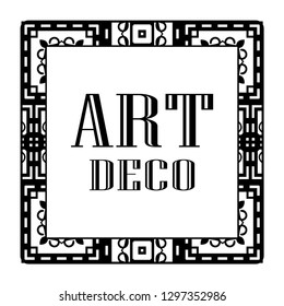 Vintage invitation frame in art deco. Retro style border frame and label. Old retro vintage deco art design