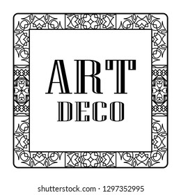 Vintage invitation frame in art deco. Retro style border frame and label. Old retro vintage deco art design