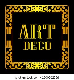 Vintage invitation frame in art deco. Retro style border frame and label. Old retro vintage deco art design