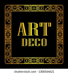 Vintage invitation frame in art deco. Retro style border frame and label. Old retro vintage deco art design