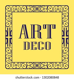 Vintage invitation frame in art deco. Retro style border frame and label. Old retro vintage deco art design
