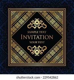 Vintage invitation. Frame with decorative borders        