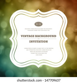 Vintage invitation frame. Vector background