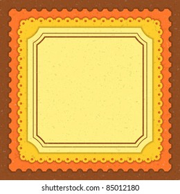 Vintage invitation greeting card with ornament and old textured pattern. Vector background Eps 10.