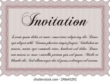 Vintage invitation. With guilloche pattern and background. Vector illustration.Beauty design. 