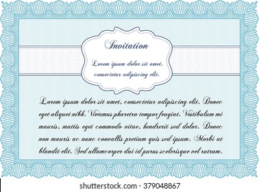 Vintage invitation. With guilloche pattern and background. Excellent complex design. Vector illustration. 