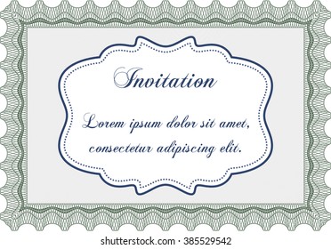 Vintage invitation. With guilloche pattern and background. Vector illustration. Excellent complex design. 