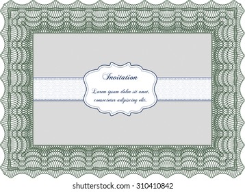 Invitación vintage. Con patrón de guilloche. Borde, marco. Excelente diseño complejo. 