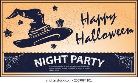 Vintage invitation for Halloween, Witch Hat