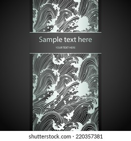 Vintage invitation or label with pattern sea waves