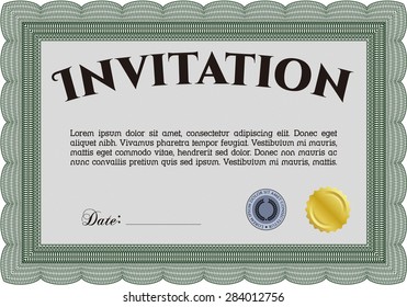 Vintage invitation. With linear background. Vector illustration.Good design. 