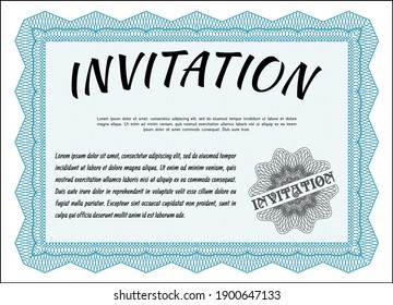 Vintage invitation. Money Pattern design. With background. Vector illustration.  Light blue color.