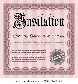 Vintage invitation. Nice design. Complex background. Detailed.  Red color.