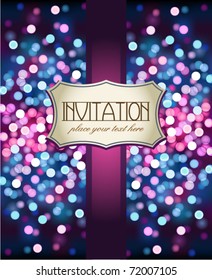 Vintage invitation on glittering background