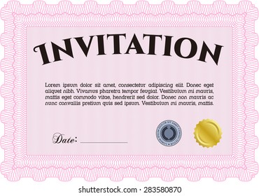 Vintage invitation. With quality background. Vector illustration.Sophisticated design. 