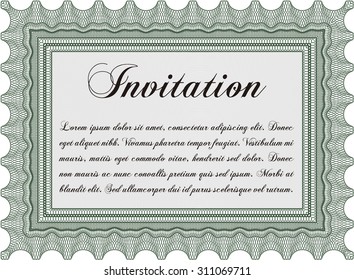 Plantilla de invitación de época. Con fondo. Diseño complejo. Borde, marco.