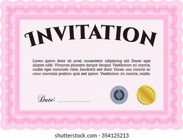 Vintage invitation template. With background. Retro design. Vector illustration.