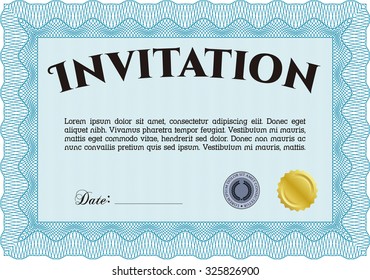 Vintage invitation template. Border, frame.Sophisticated design. With complex linear background. 