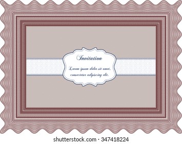Vintage invitation template. Border, frame.With background. Excellent complex design. 