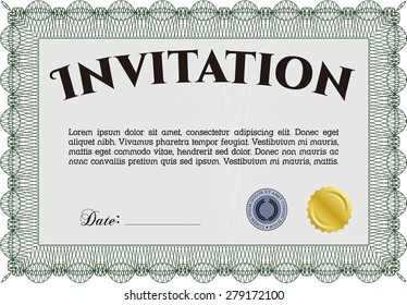 Vintage invitation template. With complex background. Vector illustration.Complex design. 