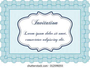 Vintage invitation template. With complex linear background. Good design. Vector illustration.