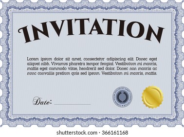 Vintage invitation template. Customizable, Easy to edit and change colors.Superior design. With background. 