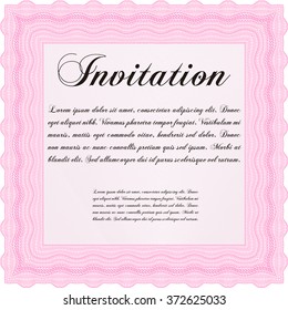 Vintage invitation template. Detailed.With complex linear background. Beauty design. 