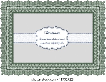Vintage invitation template. Elegant design. Vector illustration. With guilloche pattern and background. 
