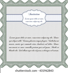 Vintage invitation template. Elegant design. With guilloche pattern. Vector illustration. 
