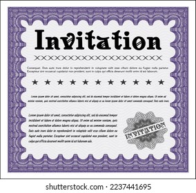 Vintage invitation template. Excellent design. Printer friendly.   Violet color.