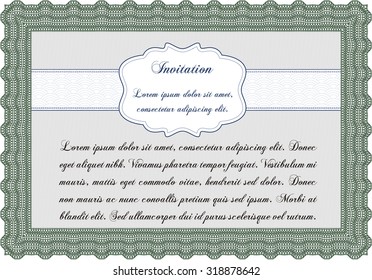 Vintage invitation template. With guilloche pattern and background. Nice design. Vector illustration.