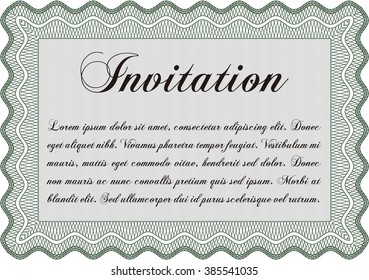 Vintage invitation template. With guilloche pattern. Vector illustration. Retro design. 