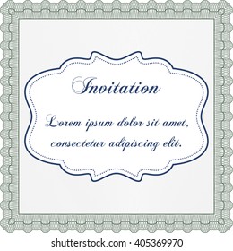 Vintage invitation template. With guilloche pattern and background. Elegant design. Vector illustration. 